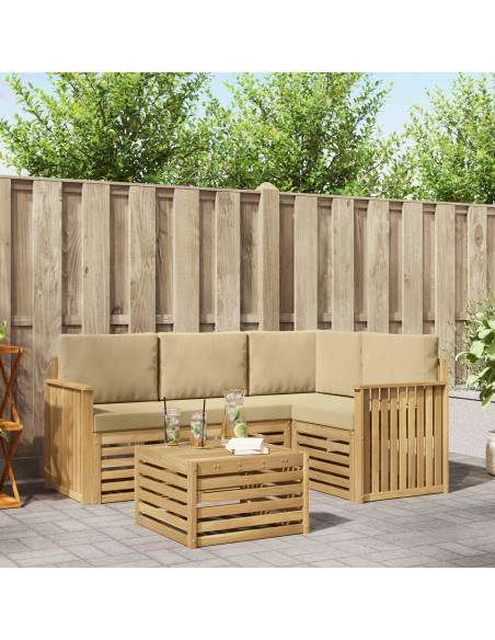 Set di divani da esterno 5 pcs Bianco e Beige 59 x 59 x 37 cm