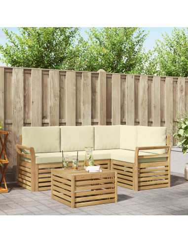 Set di divani da esterno 5 pcs Bianco e Crema 59 x 59 x 37 cm
