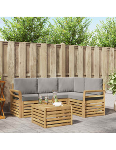 Set di divani da esterno 5 pcs Bianco e Grigio Chiaro