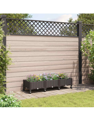 Vaso da Giardino con Ruote Marrone 120 x 40 x 29 cm PP