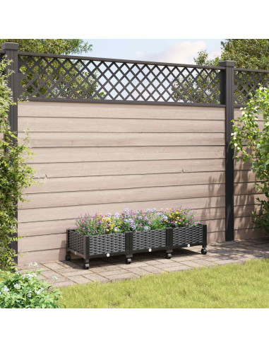 Vaso da Giardino con Ruote Nero 120 x 40 x 29 cm PP