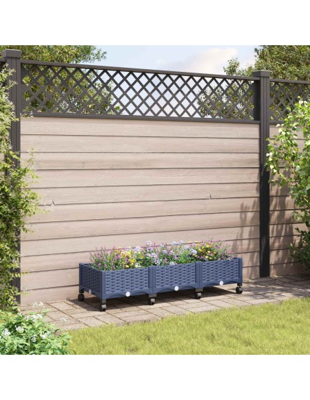 Vaso da Giardino con Ruote Blu Grigio 120 x 40 x 33 cm PP