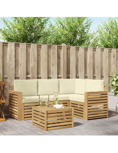 Set di divani da esterno 5 pcs Bianco e Crema 59 x 59 x 37 cm