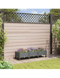 Vaso da Giardino con Ruote Grigio Chiaro 120 x 40 x 33 cm PP
