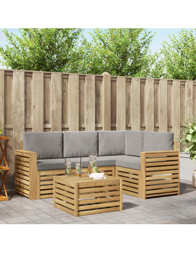 Set di divani da esterno 5 pcs Bianco e Grigio Chiaro