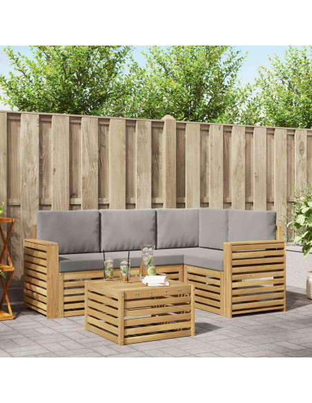 Set di divani da esterno 5 pcs Bianco e Grigio Chiaro