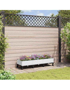 Vaso da Giardino con Ruote Bianco 120 x 40 x 33 cm PP