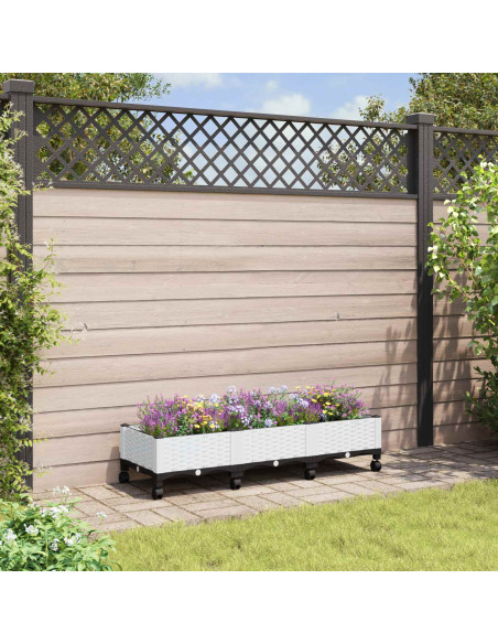 Vaso da Giardino con Ruote Bianco 120 x 40 x 33 cm PP