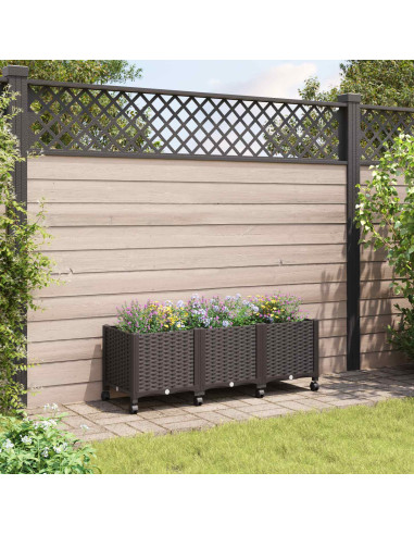 Vaso da Giardino con Ruote Marrone 120 x 40 x 44 cm PP