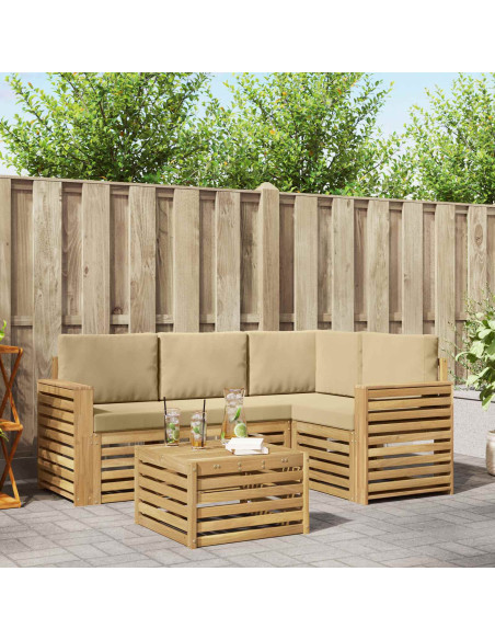 Set di divani da esterno 5 pcs Bianco e Beige 59 x 59 x 37 cm