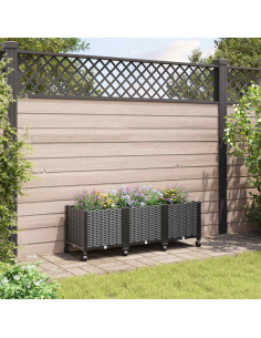 Vaso da Giardino con Ruote Nero 120 x 40 x 44 cm PP