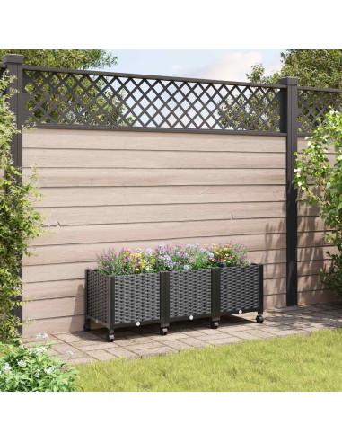 Vaso da Giardino con Ruote Nero 120 x 40 x 44 cm PP
