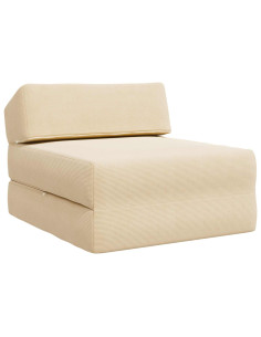 Divano Letto Pieghevole Crema 60 x 70 x 41 cm Tessuto 2