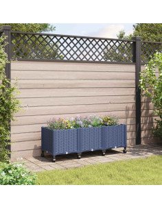 Vaso da Giardino con Ruote Blu Grigio 120 x 40 x 48 cm PP