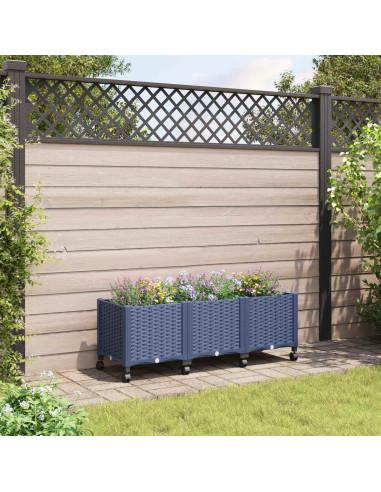 Vaso da Giardino con Ruote Blu Grigio 120 x 40 x 48 cm PP