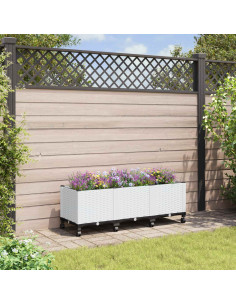 Vaso da Giardino con Ruote Bianco 120 x 40 x 48 cm PP