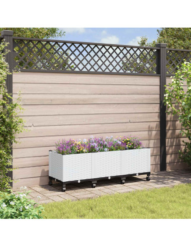 Vaso da Giardino con Ruote Bianco 120 x 40 x 48 cm PP