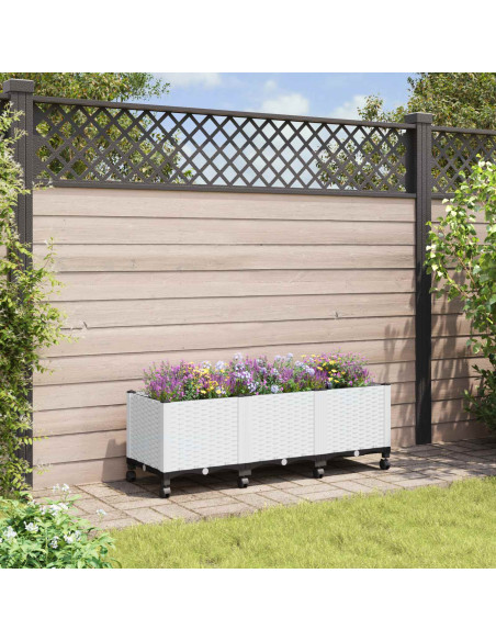 Vaso da Giardino con Ruote Bianco 120 x 40 x 48 cm PP