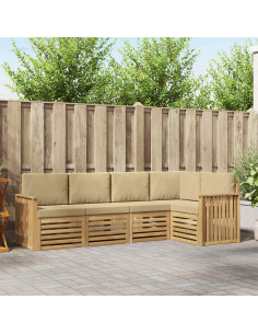Set di divani da esterno 5 pcs Bianco e Beige