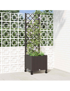 Vaso da giardino con grigliato e ruote Marrone 40 x 40 x 146 cm