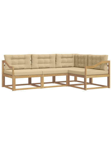Set di divani da esterno 3 pcs Bianco e Beige Poliestere