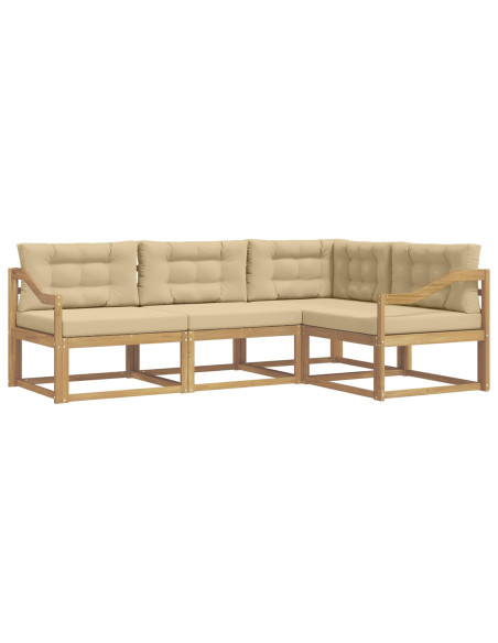 Set di divani da esterno 3 pcs Bianco e Beige Poliestere