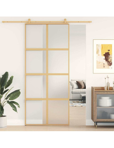Porta Scorrevole Dorata 90x205 Vetro Smerigliato ESG Alluminio