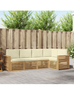 Set di divani da esterno 5 pcs Bianco e Crema