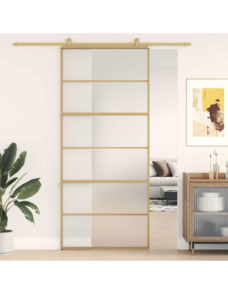Porta Scorrevole Dorata 90x205 Vetro Smerigliato ESG Alluminio