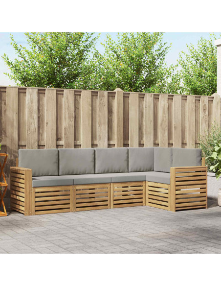 Set di divani da esterno 5 pcs Bianco e Grigio Chiaro