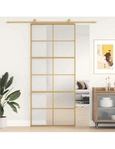 Porta Scorrevole Dorata 90x205 Vetro Smerigliato ESG Alluminio