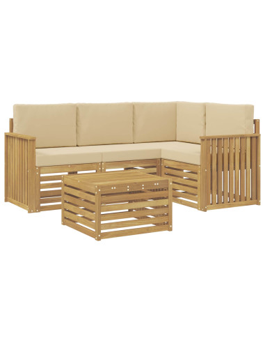 Set di divani da esterno 5 pcs Bianco e Beige 59 x 59 x 37 cm
