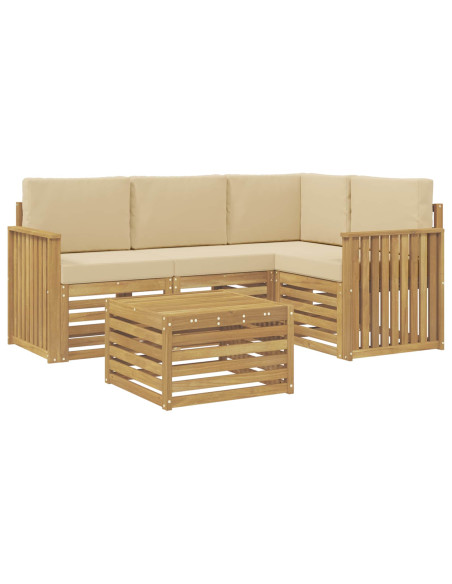 Set di divani da esterno 5 pcs Bianco e Beige 59 x 59 x 37 cm