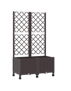 Vaso da giardino con grigliato e ruote Marrone 80 x 40 x 146 cm 2
