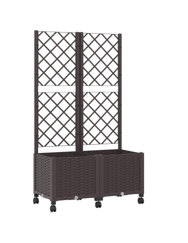 Vaso da giardino con grigliato e ruote Marrone 80 x 40 x 146 cm