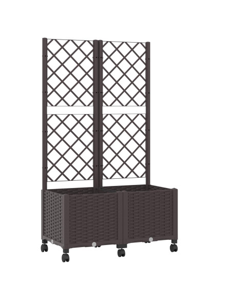 Vaso da giardino con grigliato e ruote Marrone 80 x 40 x 146 cm