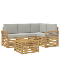 Set di divani da esterno 5 pcs Bianco e Grigio Chiaro 2
