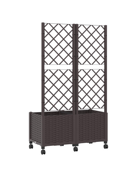 Vaso da giardino con grigliato e ruote Marrone 80 x 40 x 146 cm