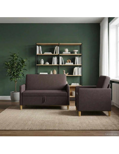 Set di Divani con Storage 2 pcs Marrone Scuro Poliestere