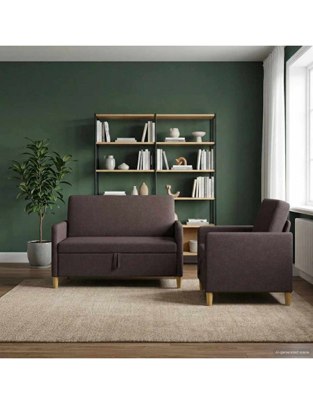 Set di Divani con Storage 2 pcs Marrone Scuro Poliestere
