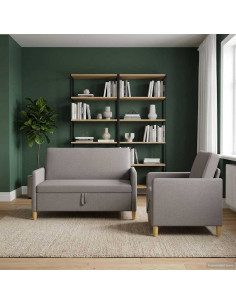 Set di Divani con Storage 2 pcs Tortora Poliestere