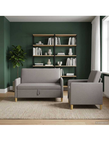 Set di Divani con Storage 2 pcs Tortora Poliestere
