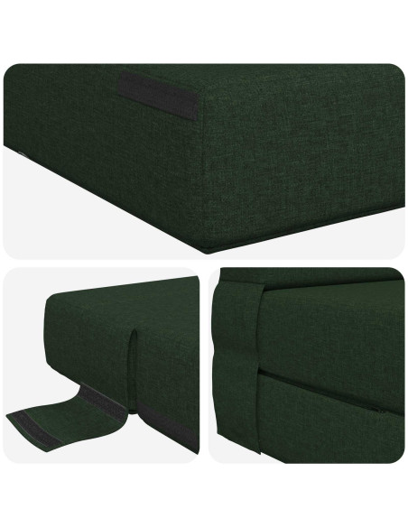 Divano Letto Pieghevole Verde Scuro 70 x 72 x 60 cm Tessuto