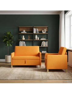 Set di Divani con Storage 2 pcs Giallo Scuro Poliestere