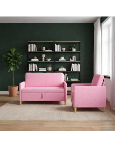 Set di Divani con Storage 2 pcs Rosa Poliestere