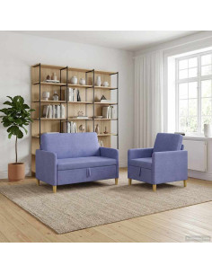 Set di Divani con Storage 2 pcs Blu jeans Poliestere