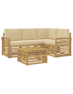 Set di divani da esterno 5 pcs Bianco e Beige 59 x 59 x 37 cm 2