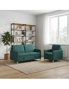 Set di Divani con Storage 2 pcs Verde Scuro Poliestere