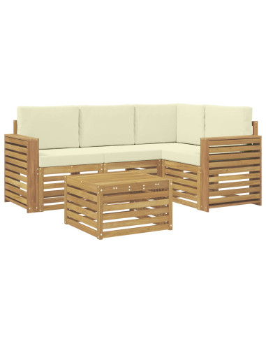 Set di divani da esterno 5 pcs Bianco e Crema 59 x 59 x 37 cm