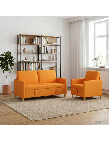 Set di Divani con Storage 2 pcs Giallo Scuro Poliestere